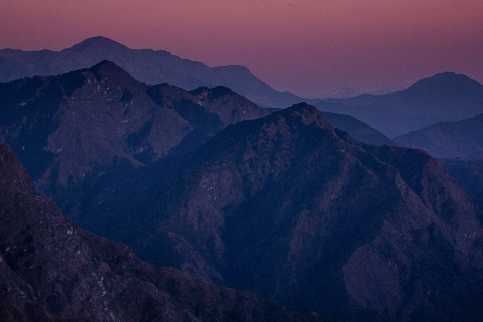 Mountain layers at dusk